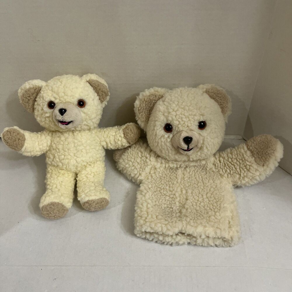 Vtg 1986 Russ Berrie Snuggle Bear Plush And Hand Puppet Set Lever Bros